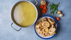 Served beef bone soup