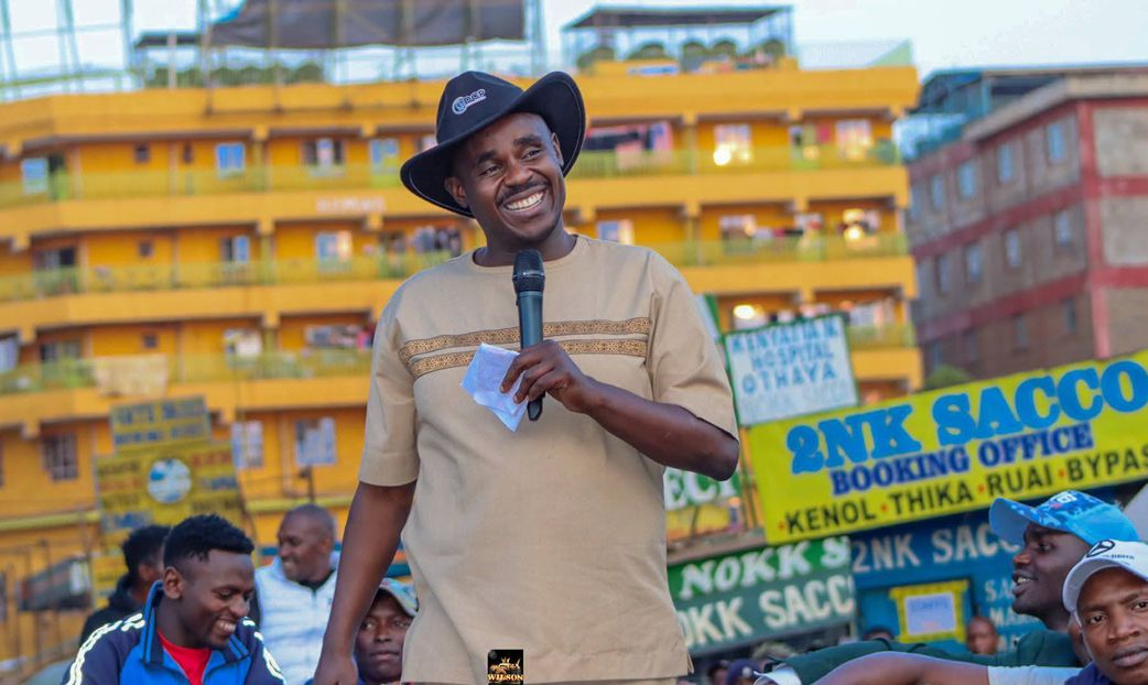 DCP Secretary General Cleopas Malala addressing a rally in Embu town on Saturday, July 26