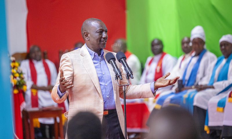 President William Ruto speaking at ACK St. Martins Parish Light Industries Church in Kariobangi