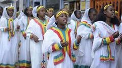 Ethiopians in a cultural celebration