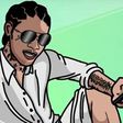 A cartoon image of Dancehall artist Adidja Azim Palmer alias Vybz Kartel 'World Boss'