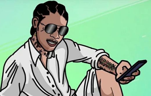 A cartoon image of Dancehall artist Adidja Azim Palmer alias Vybz Kartel 'World Boss'