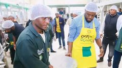 Nairobi Governor Johnson Sakaja taking part in meal preps for the Dishi na County Programme