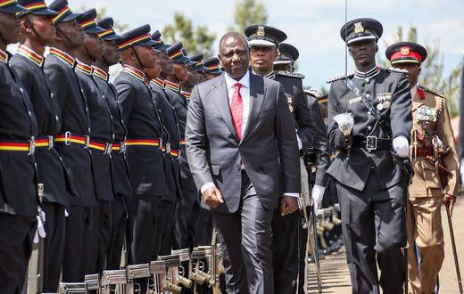 President William Ruto presiding the Police Constables' pass-out parade in Kiganjo, Nyeri County on January 10, 2023