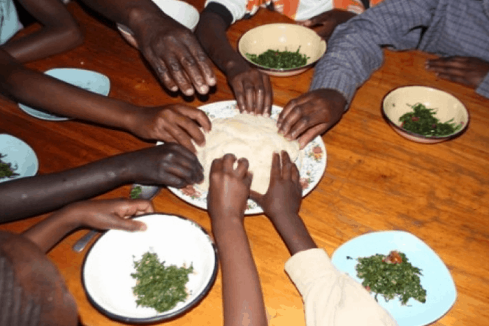 A family sharing a meal