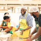Nairobi Governor Johnson Sakaja taking part in meal preps for the Dishi na County Programme