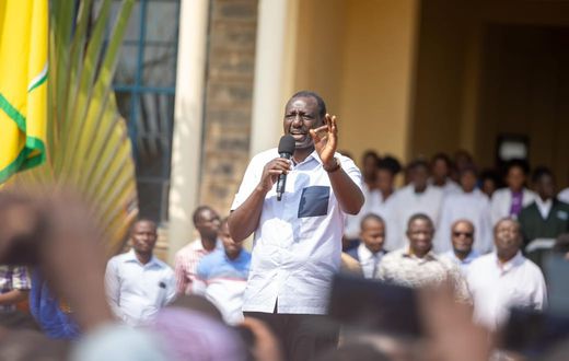 President William Ruto speaking at Mackinnon Technical and Vocational College in Kinango