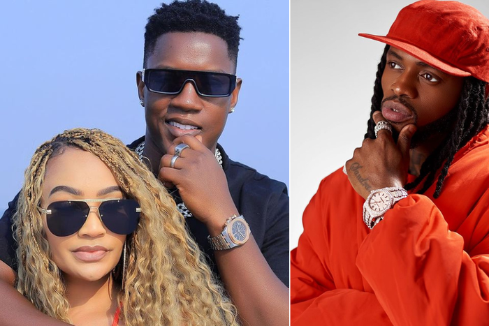 From left: Zari Hassan with hubby Shakib, and Bongo artist Diamond Platnumz