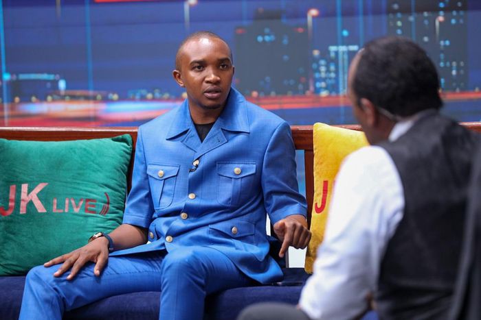 Morara Kebaso during an interview with Citizen TV news anchor Jeff Koinange