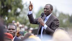 President William Ruto speaking at a roadside rally