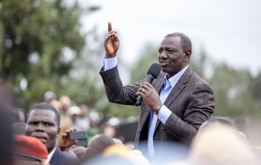 President William Ruto speaking at a roadside rally