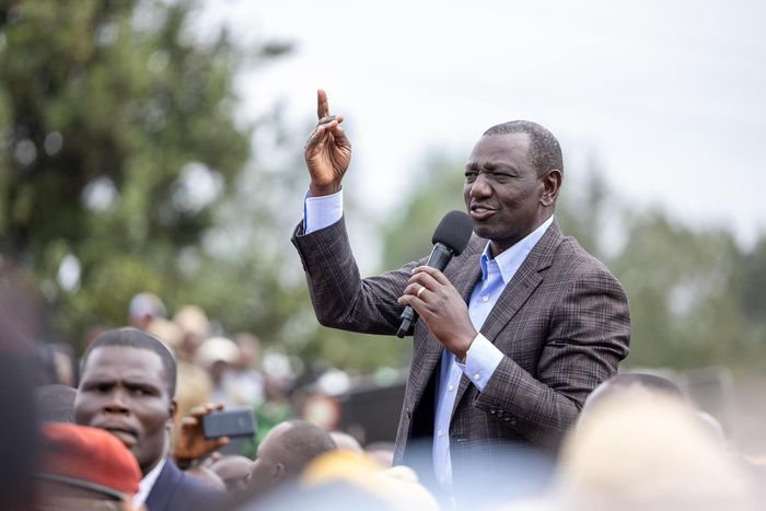 President William Ruto speaking at a roadside rally