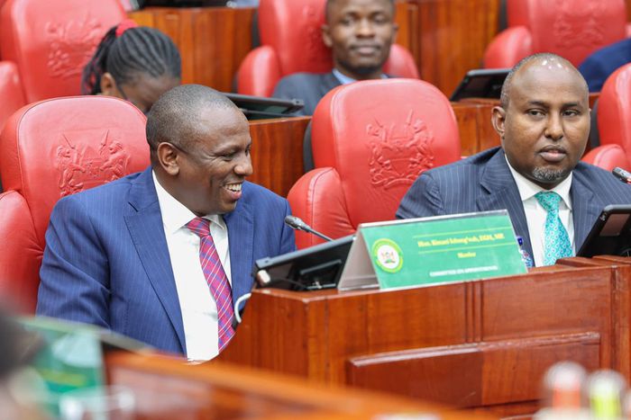 National Assembly Majority Leader Kimani Ichungwah an Suna East MP Junet Mohamed