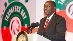 President William Ruto at the Kenyatta International Convention Centre in Nairobi during the 2022 Taxpayers’ Day