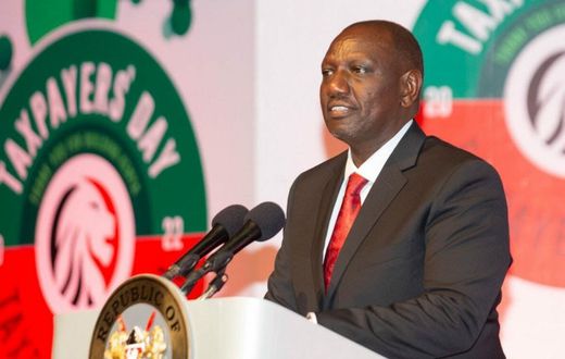 President William Ruto at the Kenyatta International Convention Centre in Nairobi during the 2022 Taxpayers’ Day