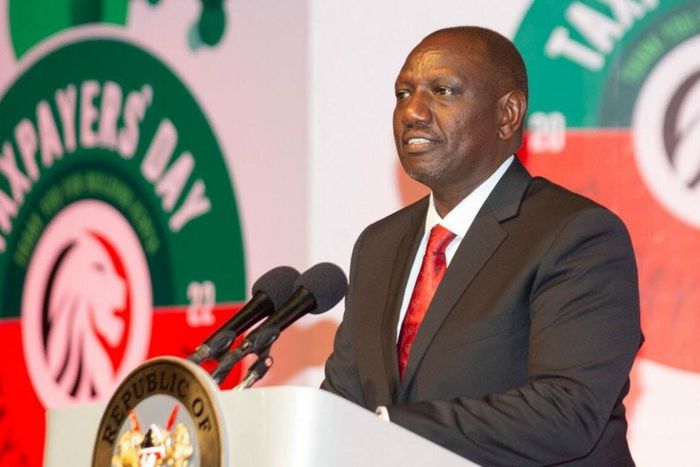 President William Ruto at the Kenyatta International Convention Centre in Nairobi during the 2022 Taxpayers’ Day