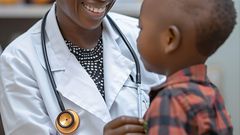 An AI generated image of a doctor attending to a child