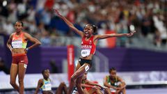 Winfred Yavi won the gold medal in the women's 3000m steeplechase in the 2024 Paris Olympics