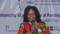 Suba North MP Milly Odhiambo speaking during a Women mentorship workshop on August 16, 2024