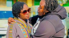 Actress Nyaboke Moraa and her friend Sandra Dacha