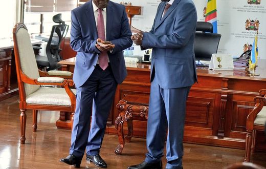 Former Treasury CS Njuguna Ndung'u hands over to new CS John Mbadi