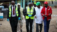 Deputy President Rigathi Gachagua at the scene of the Hillside Endarasha Academy fire
