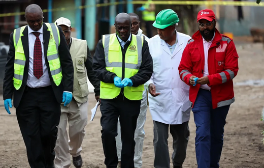 Deputy President Rigathi Gachagua at the scene of the Hillside Endarasha Academy fire