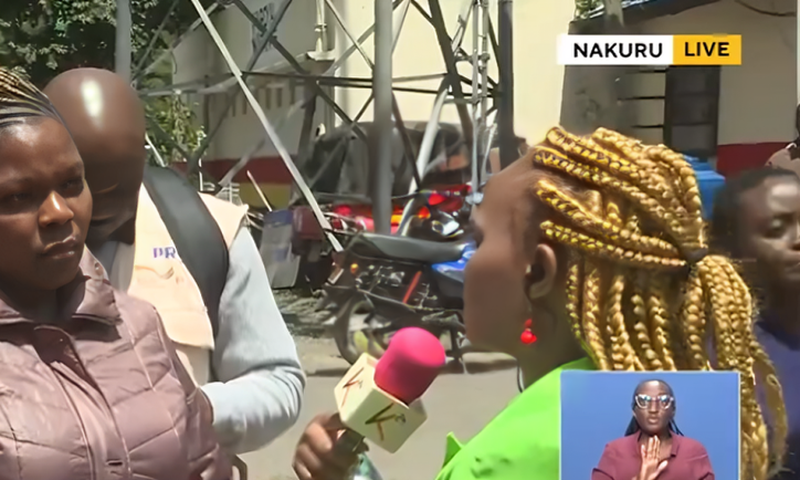 Catherine Wa Njeri, a K24 journalist who was shot in the thigh by anti-riot police during the June anti-government protests in Nakuru,