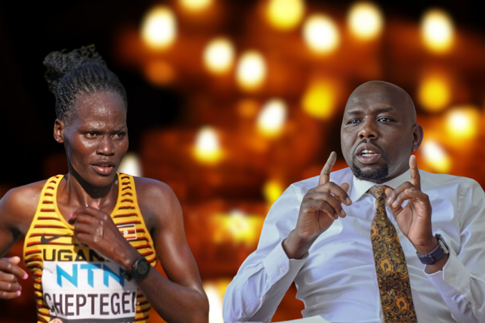 A collage of Sports CS Kipchumba Murkomen and Rebecca Cheptegei