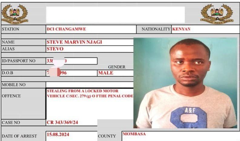 Car robbery suspect nabbed by DCI in Mombasa