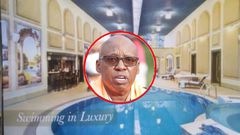 A collage of Jimi Wanjigi and his house