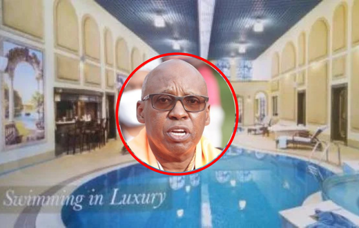 A collage of Jimi Wanjigi and his house