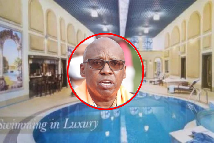A collage of Jimi Wanjigi and his house