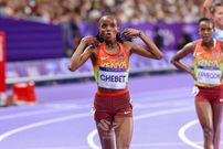 Beatrice Chebet and Faith Kipyegon during the 5,000 metres race in the 2024 Olympics