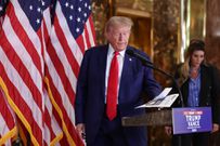 US former President and Republican presidential candidate Donald Trump at a press conference at Trump Tower following the oral arguments.CHARLY TRIBALLEAU/AFP via Getty Images