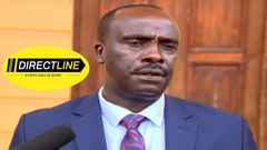 Lawyer Danstan Omari speaking outside Milimani Law Courts