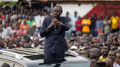 File image of President William Ruto addressing a crowd