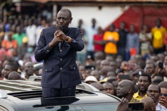 File image of President William Ruto addressing a crowd