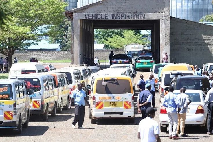 Vehicles lined up for inspection at an NTSA inspection centre