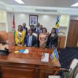 Wycliffe Oparanya with his family at his new office in the Ministry of Cabinet Secretary for Cooperatives and Micro, Small & Medium Enterprises (MSMEs) Development