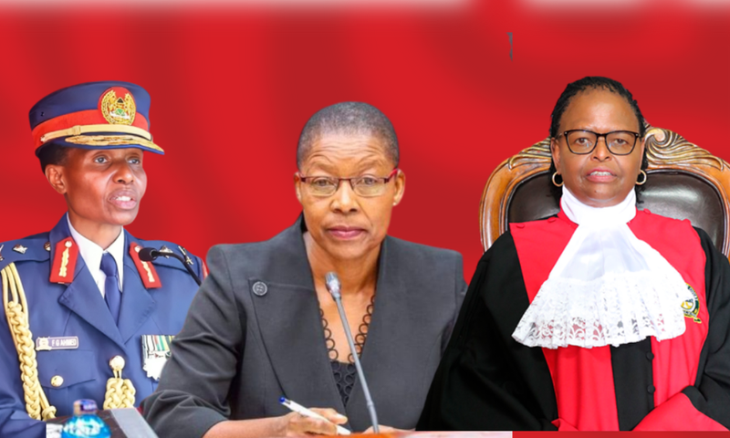 Airforce Commander Fatuma Ahmed, Attorney General Dorcas Oduor and Chief Justice Martha Koome