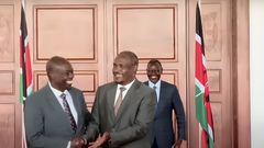 Deputy President Rigathi Gachagua with Treasury CS John Mbadi at State House on August 20, 2024