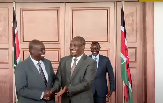 Deputy President Rigathi Gachagua with Treasury CS John Mbadi at State House on August 20, 2024