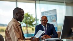 An AI generated image of two men in a workplace setting