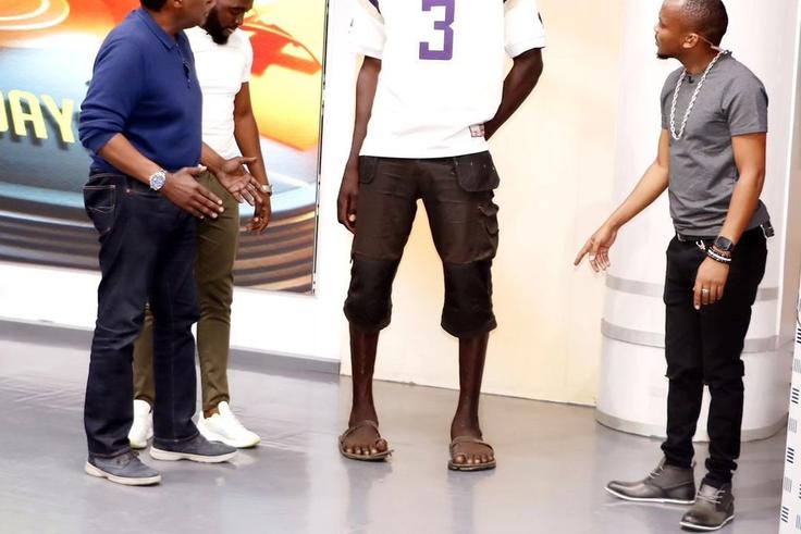 Bradley Mtall with Citizen TV hosts Jeff Koinange, Patrick Igunza and Uncle Bensu