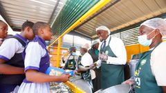 Nairobi Governor Johnson Sakaja taking part in meal preps for the Dishi na County Programme