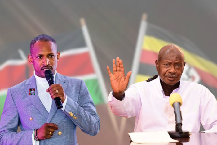 A collage of President Yoweri Museveni and Babu Owino