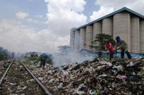 A dumpsite next to a factory in Nairobi