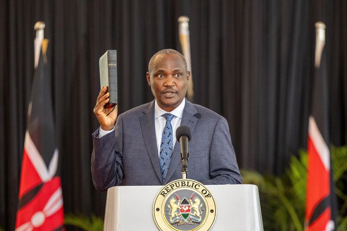 Treasury CS John Mbadi during his swearing in ceremony at State House, Nairobi on August 8, 2024