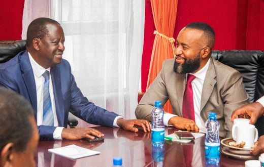 ODM leader Raila Odinga with former Governor Hassan Joho